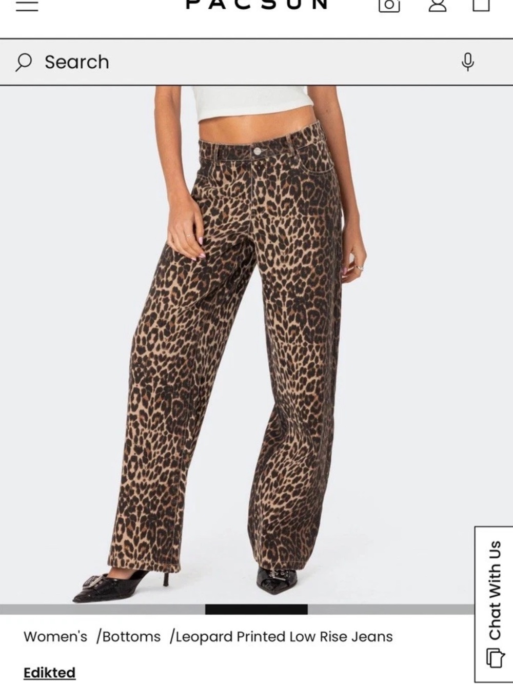 Low Rise Baggy Jean Wide Leg Animal Leopard Jeans Pants Y2K Pacsun Size 28 8/10